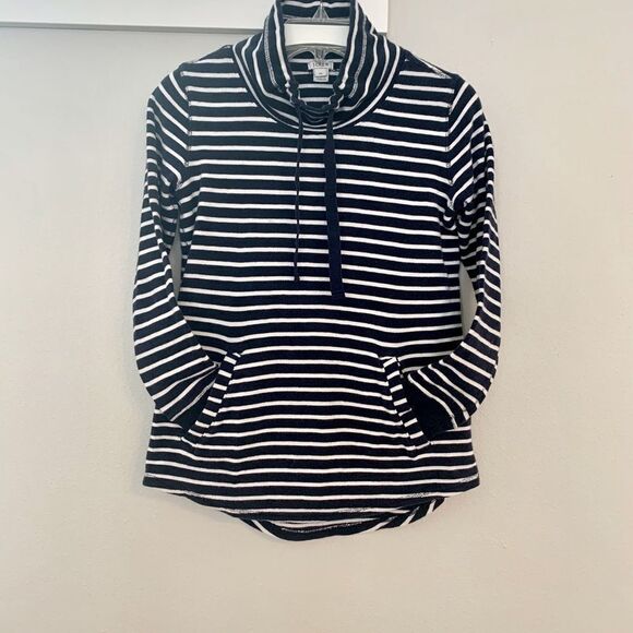 J CREW striped top pockets long sleeves drawstring collar women’s sz XS - Picture 1 of 7